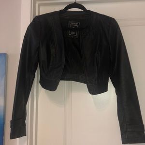 Guess Cropped Black Leather Jacket